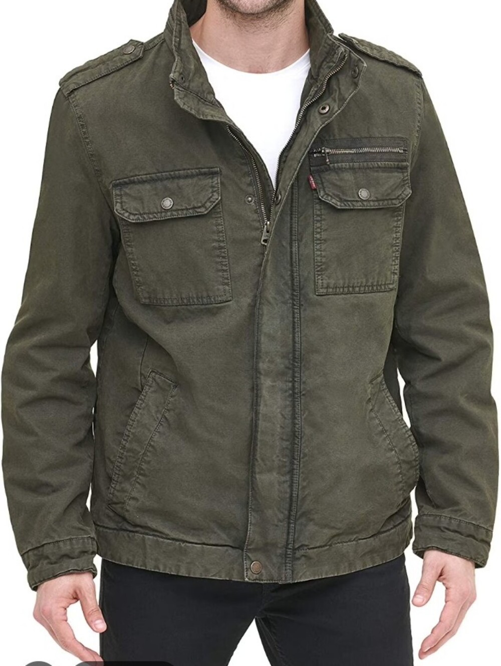 Levi's Men's Washed Cotton Two-Pocket Jacket - Olive Green